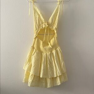 HYFVE Yellow Front tie ruffled short dress